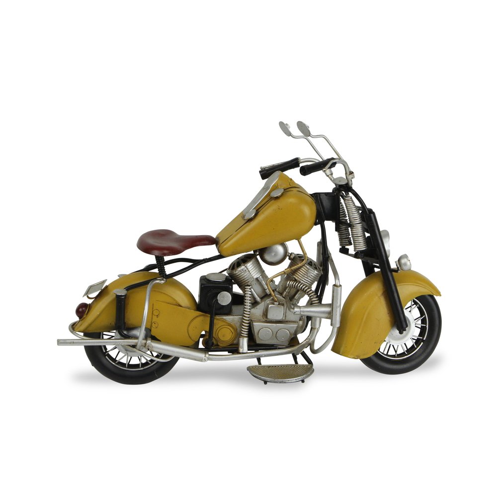 8" Yellow And Black Metal Hand Painted Motorcycle Model Motorcycle HomeRoots