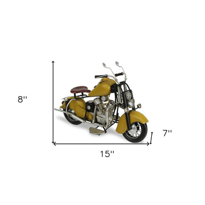 8" Yellow And Black Metal Hand Painted Motorcycle Model Motorcycle HomeRoots