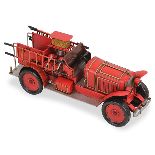 7" Red and Gold Metal Hand Painted 1923 style fire truck Model Car HomeRoots