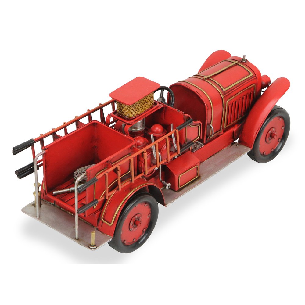 7" Red and Gold Metal Hand Painted 1923 style fire truck Model Car HomeRoots