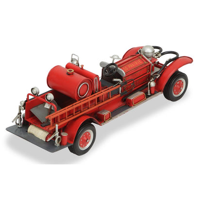 6" Red and Silver Metal Hand Painted 1920's Fire Truck Model Car HomeRoots