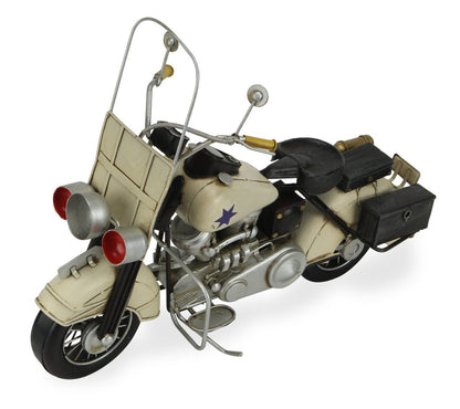 10" Cream Metal Hand Painted Motorcycle Model Motorcycle HomeRoots