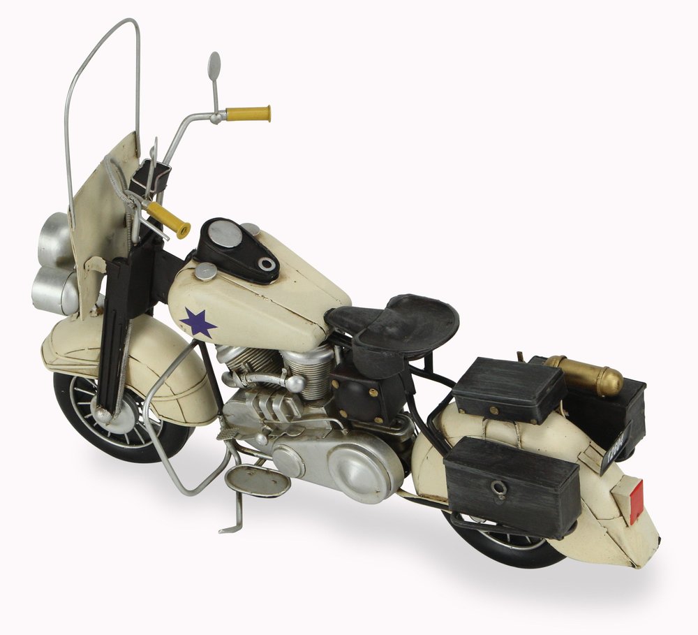 10" Cream Metal Hand Painted Motorcycle Model Motorcycle HomeRoots