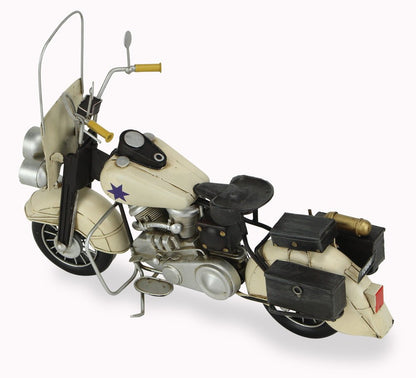 10" Cream Metal Hand Painted Motorcycle Model Motorcycle HomeRoots