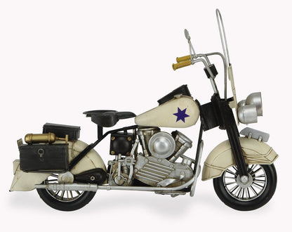 10" Cream Metal Hand Painted Motorcycle Model Motorcycle HomeRoots