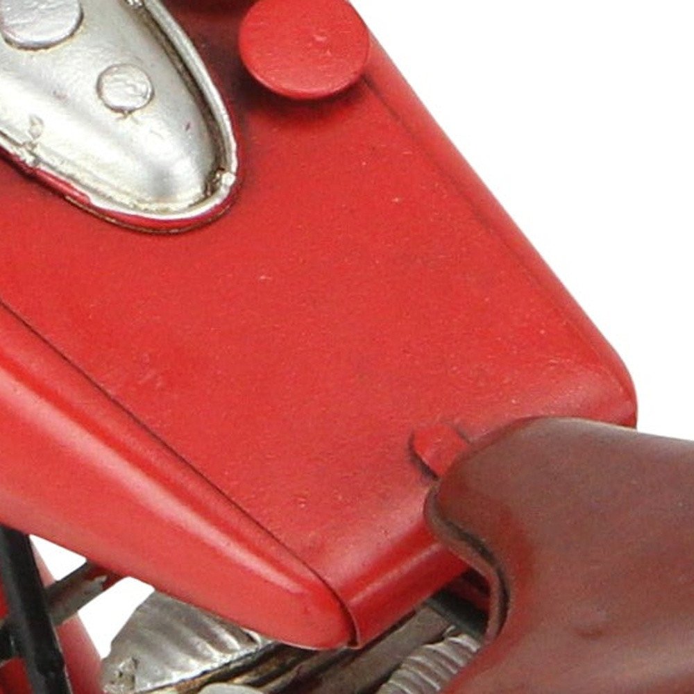 8" Red and Silver Metal Hand Painted Model Motorcycle Tabletop Sculpture HomeRoots