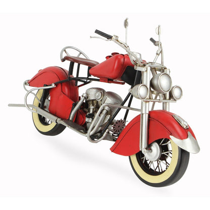 8" Red and Silver Metal Hand Painted Model Motorcycle Tabletop Sculpture HomeRoots