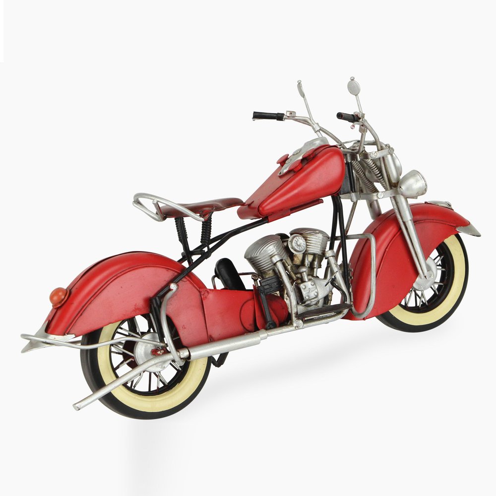 8" Red and Silver Metal Hand Painted Model Motorcycle Tabletop Sculpture HomeRoots