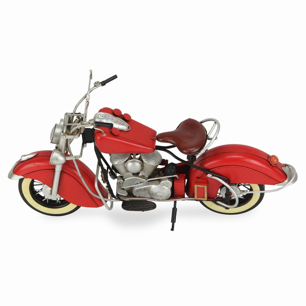 8" Red and Silver Metal Hand Painted Model Motorcycle Tabletop Sculpture HomeRoots