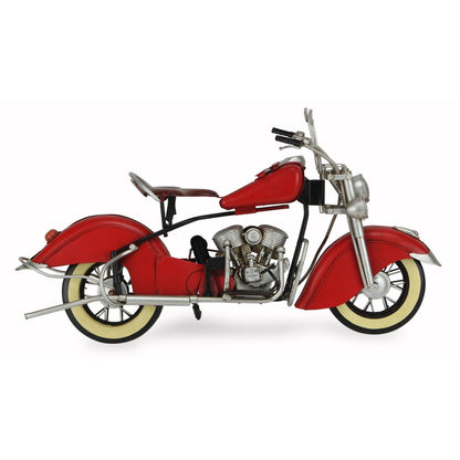 8" Red and Silver Metal Hand Painted Model Motorcycle Tabletop Sculpture HomeRoots
