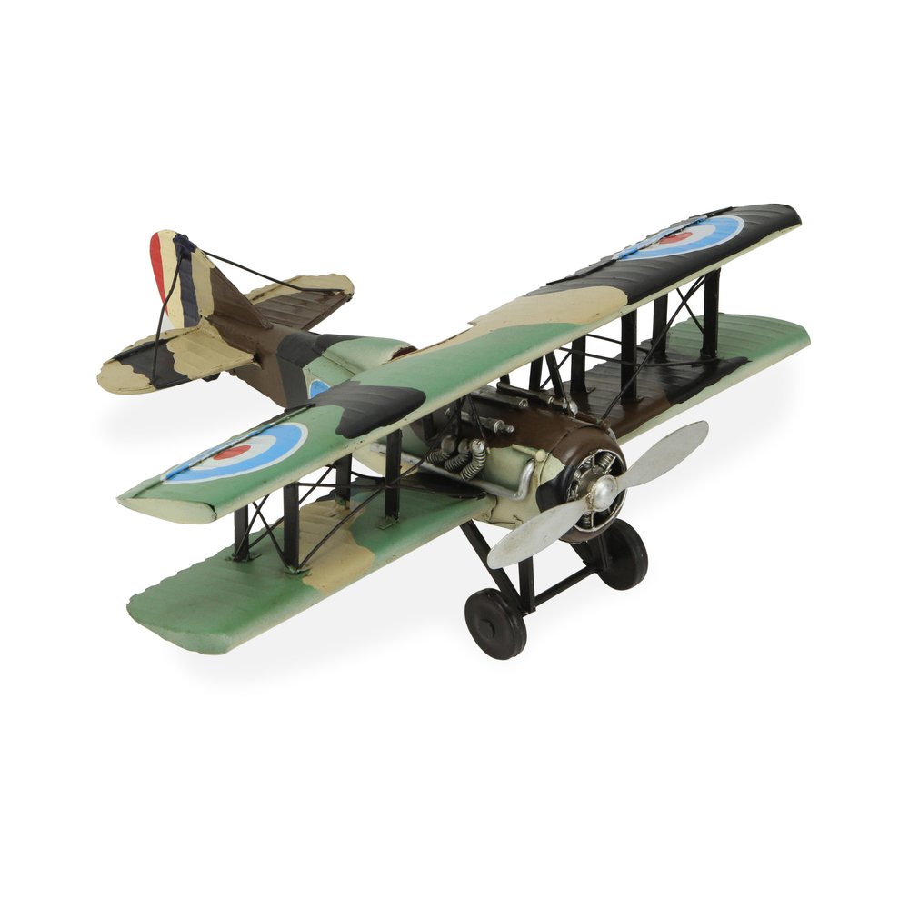 5" Green Metal Hand Painted 1918 Aviation Military Plane Model Airplane HomeRoots