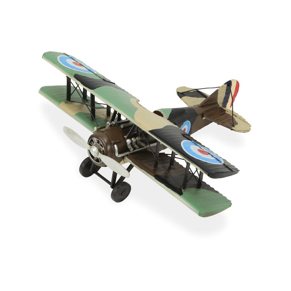 5" Green Metal Hand Painted 1918 Aviation Military Plane Model Airplane HomeRoots