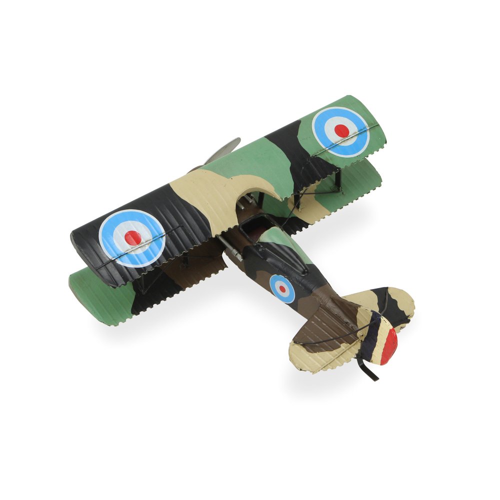5" Green Metal Hand Painted 1918 Aviation Military Plane Model Airplane HomeRoots