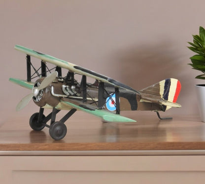 5" Green Metal Hand Painted 1918 Aviation Military Plane Model Airplane HomeRoots