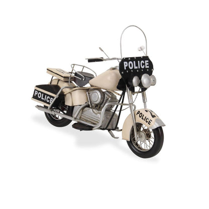 10" Cream Metal Hand Painted Motorcycle Model Motorcycle HomeRoots