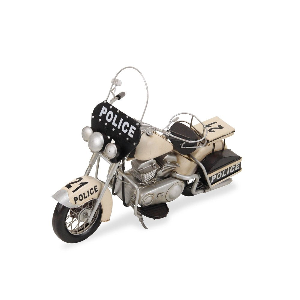10" Cream Metal Hand Painted Motorcycle Model Motorcycle HomeRoots