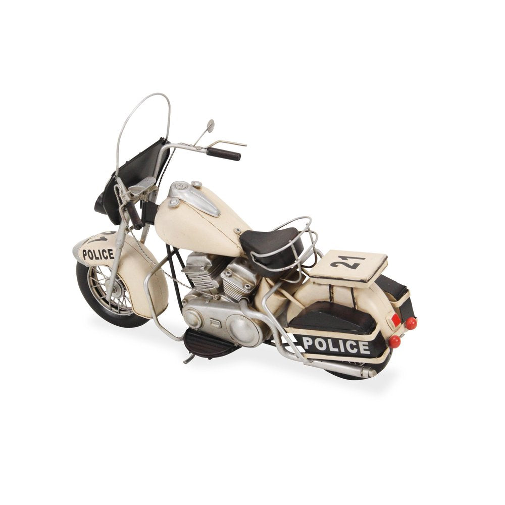 10" Cream Metal Hand Painted Motorcycle Model Motorcycle HomeRoots