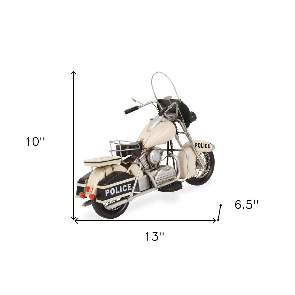 10" Cream Metal Hand Painted Motorcycle Model Motorcycle HomeRoots