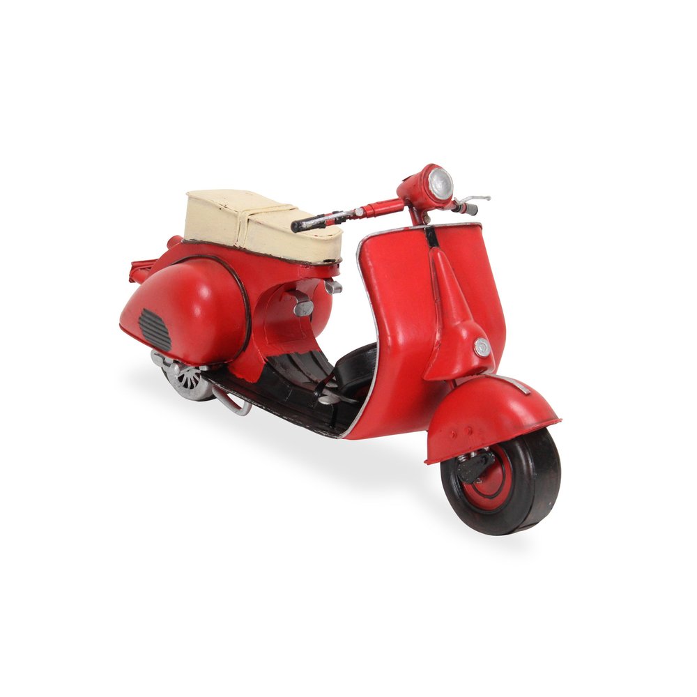 9" Red and Black Metal Hand Painted 1959 Red Scooter Model Motorcycle HomeRoots