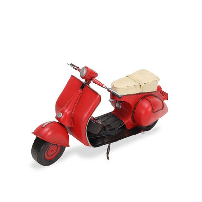 9" Red and Black Metal Hand Painted 1959 Red Scooter Model Motorcycle HomeRoots