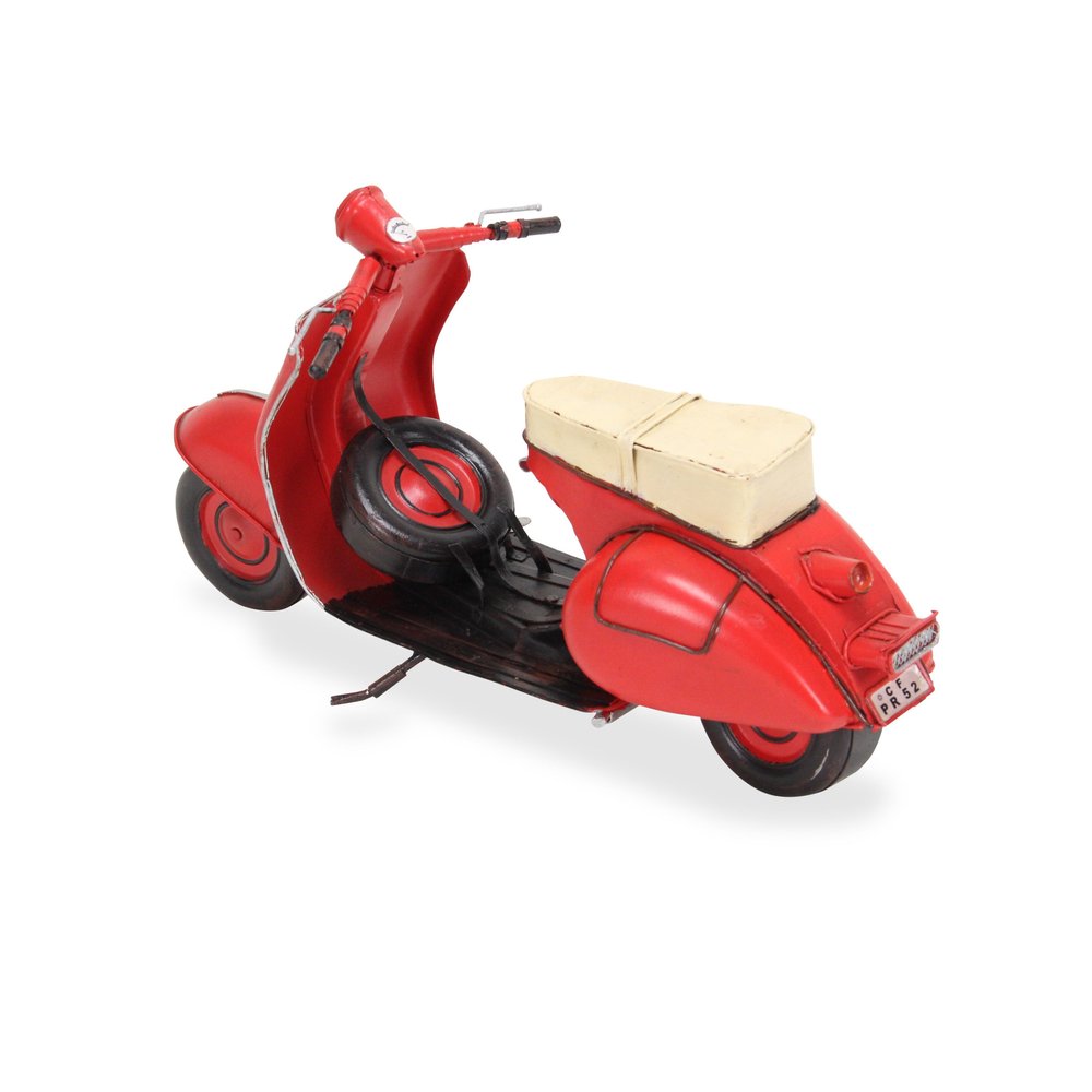 9" Red and Black Metal Hand Painted 1959 Red Scooter Model Motorcycle HomeRoots