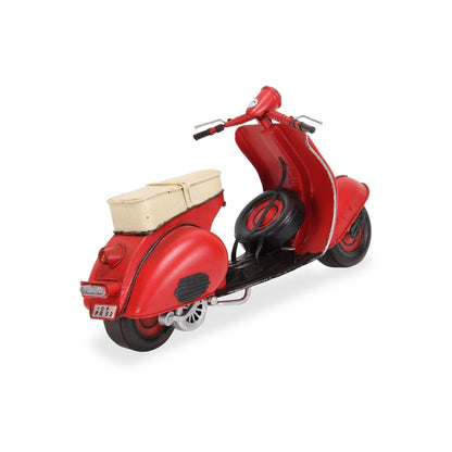 9" Red and Black Metal Hand Painted 1959 Red Scooter Model Motorcycle HomeRoots