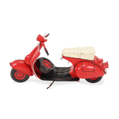 9" Red and Black Metal Hand Painted 1959 Red Scooter Model Motorcycle HomeRoots