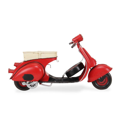 9" Red and Black Metal Hand Painted 1959 Red Scooter Model Motorcycle HomeRoots