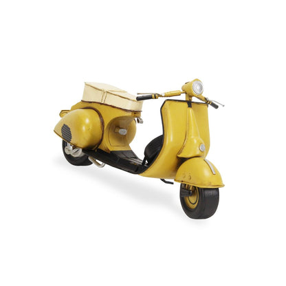 9" Yellow and Black Metal Hand Painted 1959 Yellow Scooter Model Motorcycle HomeRoots