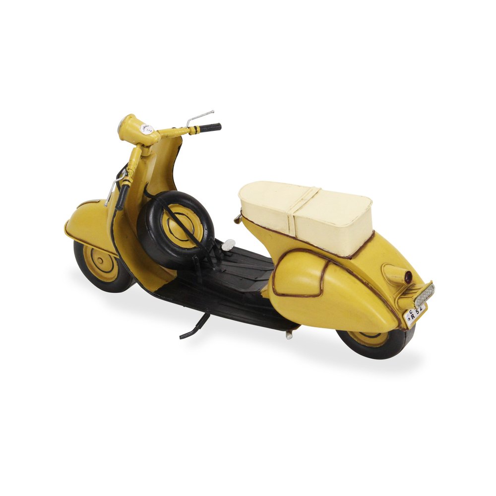 9" Yellow and Black Metal Hand Painted 1959 Yellow Scooter Model Motorcycle HomeRoots