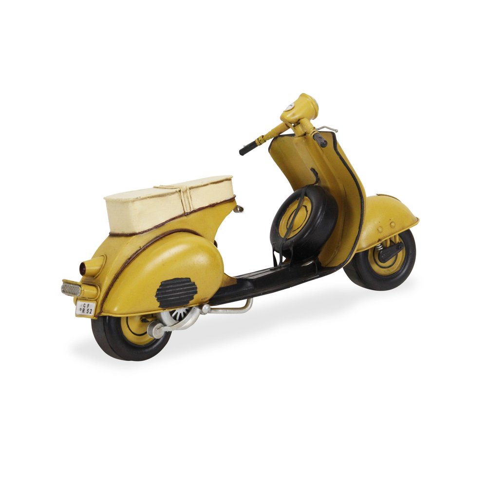 9" Yellow and Black Metal Hand Painted 1959 Yellow Scooter Model Motorcycle HomeRoots