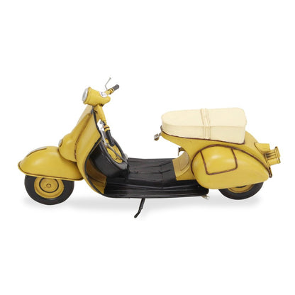 9" Yellow and Black Metal Hand Painted 1959 Yellow Scooter Model Motorcycle HomeRoots