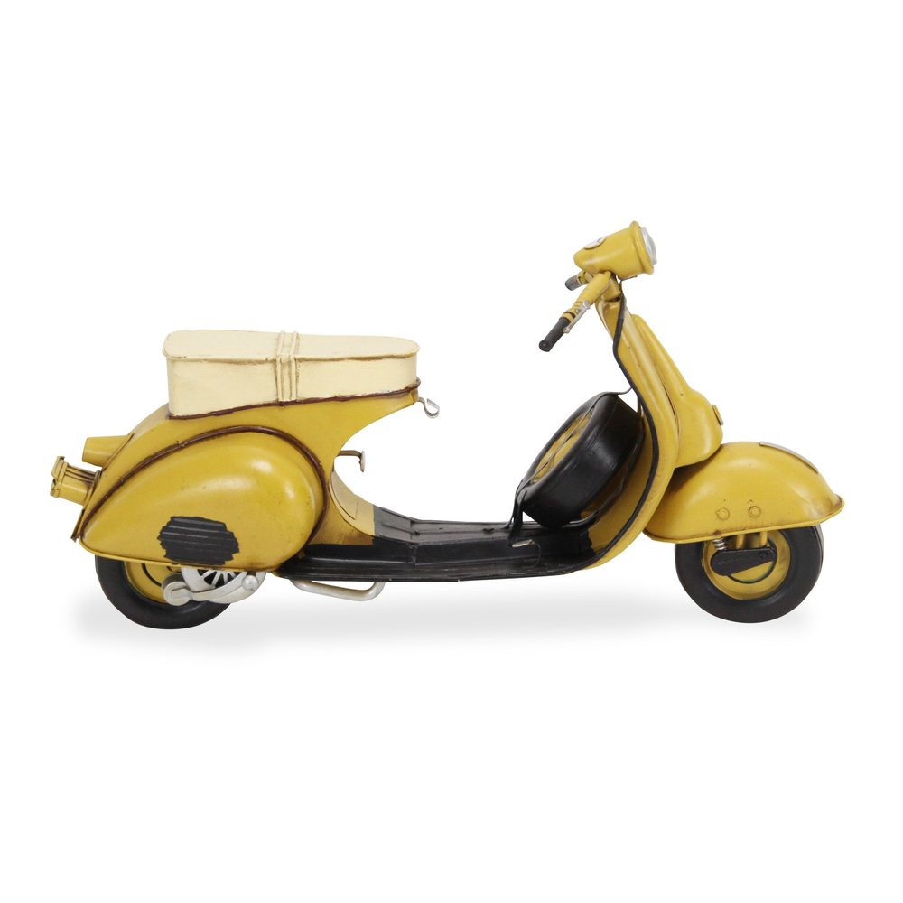 9" Yellow and Black Metal Hand Painted 1959 Yellow Scooter Model Motorcycle HomeRoots