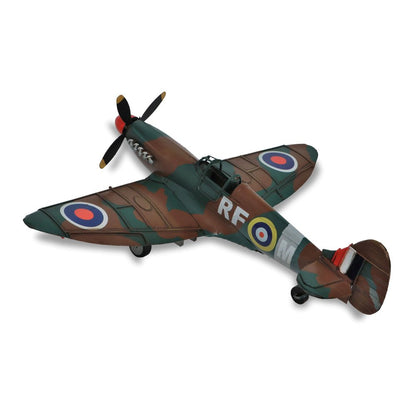 6" Green Metal Hand Painted 1940 Green and Brown Spit Fire Model Airplane HomeRoots