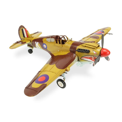 6" Yellow and Brown Metal Hand Painted 1941's P-40 Fighter Model Airplane HomeRoots