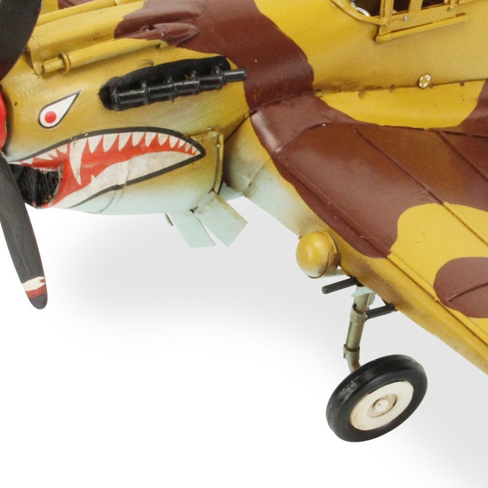 6" Yellow and Brown Metal Hand Painted 1941's P-40 Fighter Model Airplane HomeRoots