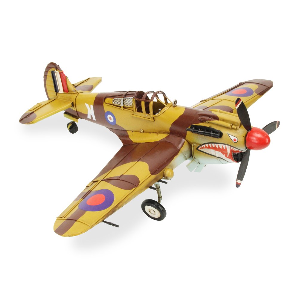 6" Yellow and Brown Metal Hand Painted 1941's P-40 Fighter Model Airplane HomeRoots