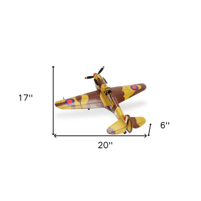 6" Yellow and Brown Metal Hand Painted 1941's P-40 Fighter Model Airplane HomeRoots