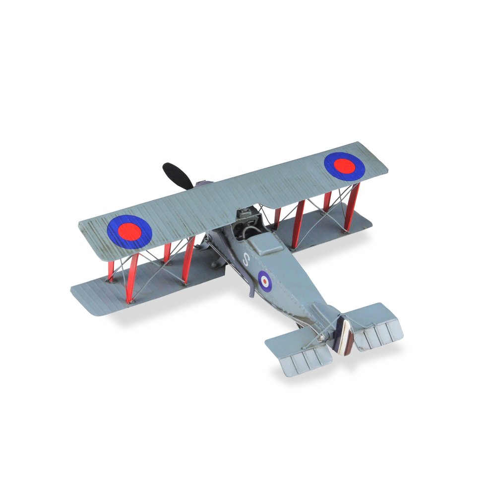 5" Red and Gray Metal Hand Painted 1916 Gray Bristol F28 Fighter Plane Model Airplane HomeRoots