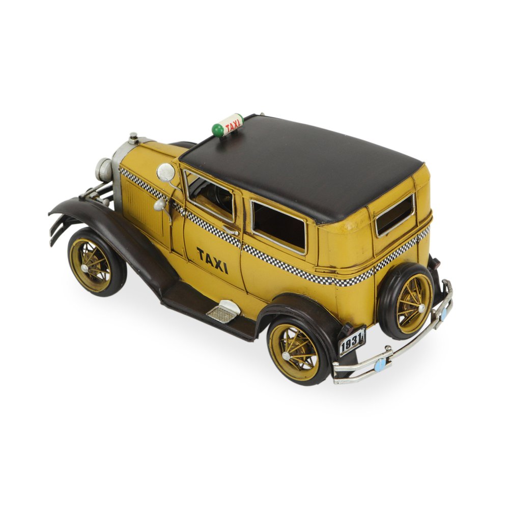 7" Yellow and Black Metal Hand Painted 1931 Yellow Taxi Model Car HomeRoots