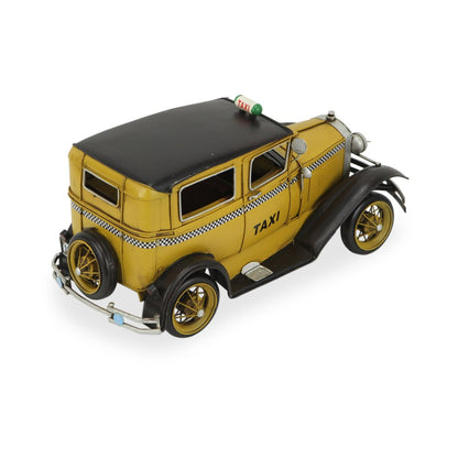 7" Yellow and Black Metal Hand Painted 1931 Yellow Taxi Model Car HomeRoots