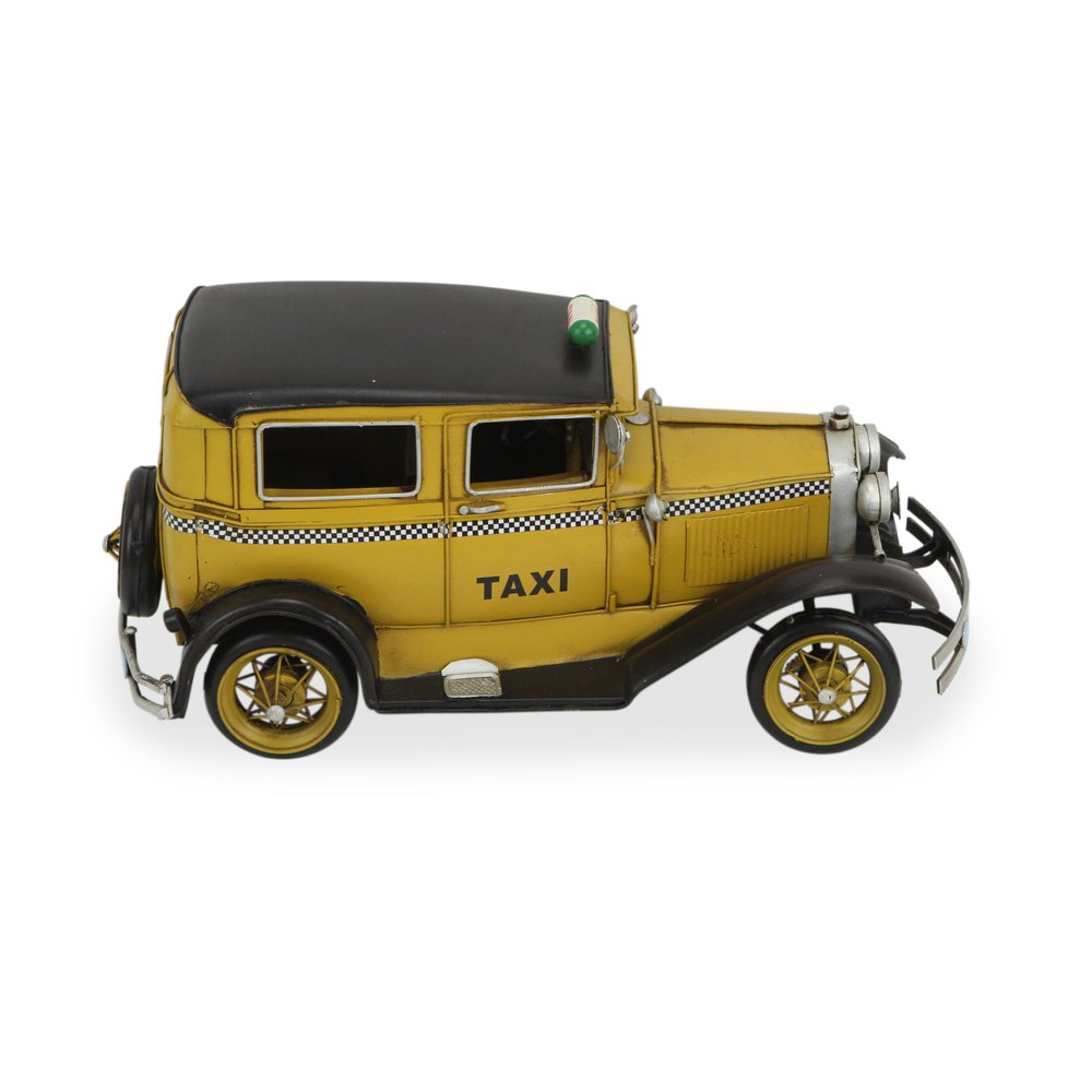 7" Yellow and Black Metal Hand Painted 1931 Yellow Taxi Model Car HomeRoots