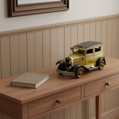 7" Yellow and Black Metal Hand Painted 1931 Yellow Taxi Model Car HomeRoots