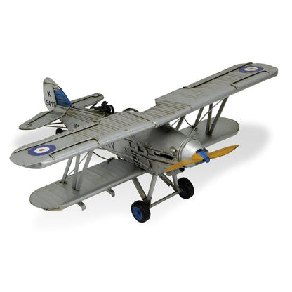 5" Blue and Gray Metal Hand Painted Model Airplane Tabletop Sculpture HomeRoots