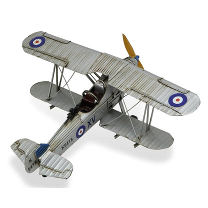 5" Blue and Gray Metal Hand Painted Model Airplane Tabletop Sculpture HomeRoots