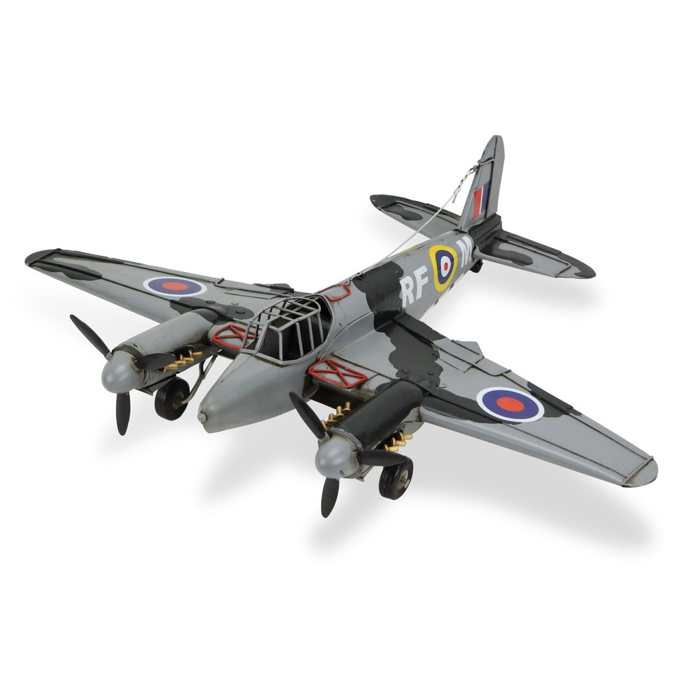 4" Black and Gray Metal Hand Painted Model Airplane Tabletop Sculpture HomeRoots