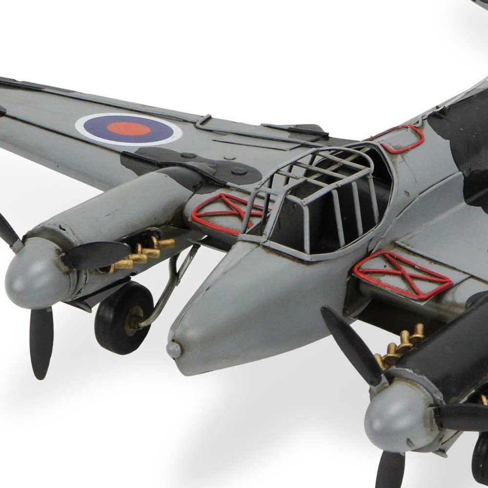 4" Black and Gray Metal Hand Painted Model Airplane Tabletop Sculpture HomeRoots