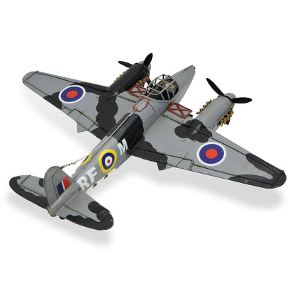 4" Black and Gray Metal Hand Painted Model Airplane Tabletop Sculpture HomeRoots