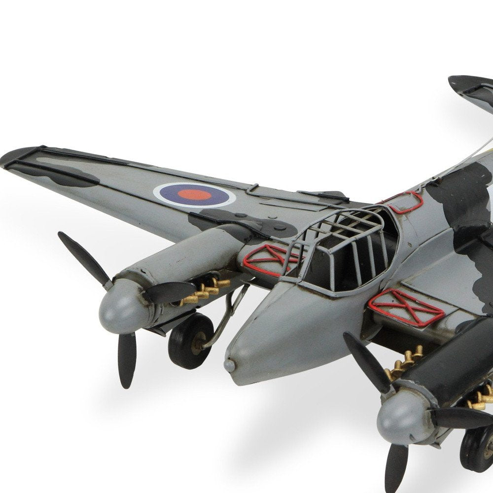 4" Black and Gray Metal Hand Painted Model Airplane Tabletop Sculpture HomeRoots