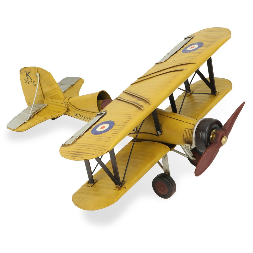 6" Yellow and Black Metal Hand Painted Model Airplane Tabletop Sculpture HomeRoots
